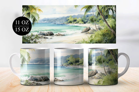 Tropical Beach Sublimation Mug Wrap Designs Sublimation BijouBay 