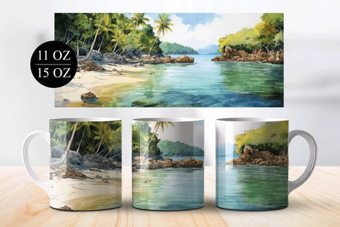 Tropical Beach Sublimation Mug Wrap Designs Sublimation BijouBay 