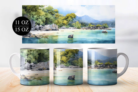 Tropical Beach Sublimation Mug Wrap Designs Sublimation BijouBay 