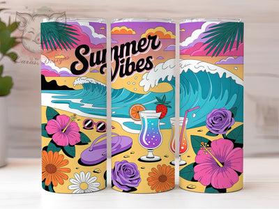 Tropical Beach Summer Ocean 20oz Tumbler Wrap, Summer Vibes, Beach Scene, Ocean Design, Vibrant Colors, 20oz Tumbler Wrap, Sublimation PNG Sublimation Lara' s Designs 
