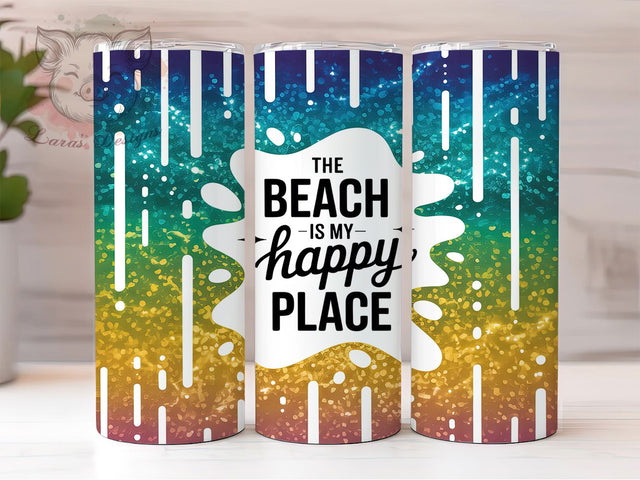 Tropical Beach Sunset Ocean 20oz Tumbler Wrap, Tropical Illustration, Vibrant Sunset, Single Canvas, Ocean View, 20oz Tumbler Wrap, Sublimation PNG Sublimation Lara' s Designs 