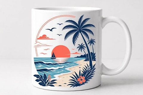 Tropical Beach Sunset PNG | Coastal Ocean Sublimation Digital Download SVG BillahCrafts 