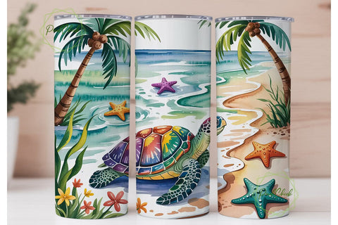 Tropical Beach Tumbler Wrap Sublimation PixelChick 
