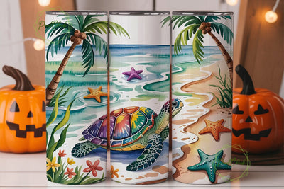 Tropical Beach Tumbler Wrap Sublimation PixelChick 