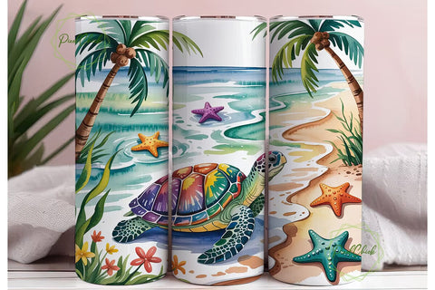 Tropical Beach Tumbler Wrap Sublimation PixelChick 