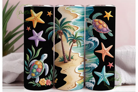 Tropical Beach Tumbler Wrap Sublimation PixelChick 