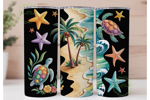 Tropical Beach Tumbler Wrap Sublimation PixelChick 