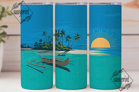 Tropical Beach Tumbler Wrap Sublimation sassyprint 