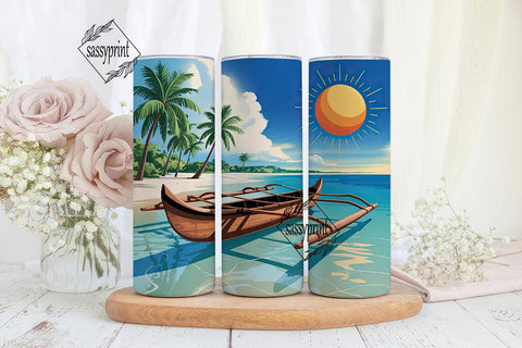 Tropical Beach Tumbler Wrap Sublimation sassyprint 