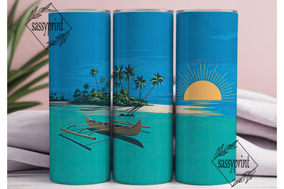 Tropical Beach Tumbler Wrap Sublimation sassyprint 
