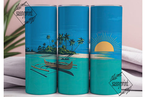 Tropical Beach Tumbler Wrap Sublimation sassyprint 
