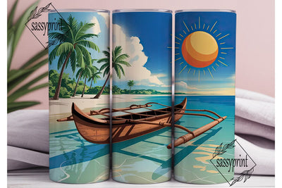 Tropical Beach Tumbler Wrap Sublimation sassyprint 