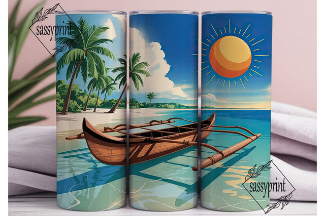 Tropical Beach Tumbler Wrap Sublimation sassyprint 