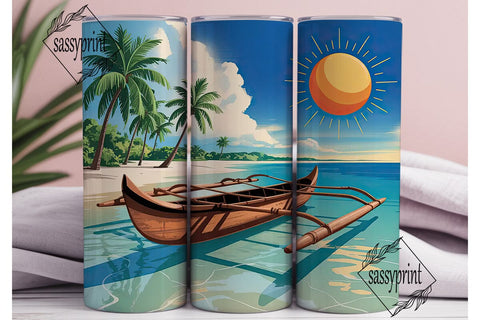 Tropical Beach Tumbler Wrap Sublimation sassyprint 