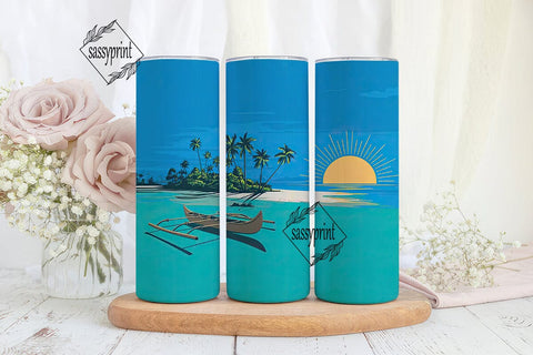 Tropical Beach Tumbler Wrap Sublimation sassyprint 
