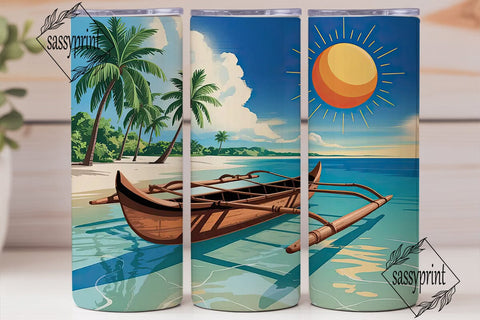 Tropical Beach Tumbler Wrap Sublimation sassyprint 