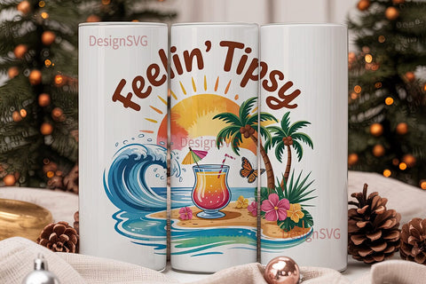 Tropical Beach Vibe 20oz Tumbler Wrap Sublimation DesignSVG 