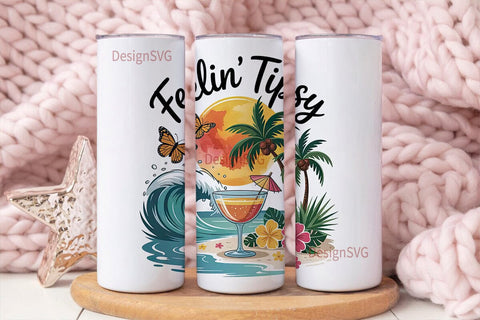 Tropical Beach Vibe 20oz Tumbler Wrap Sublimation DesignSVG 