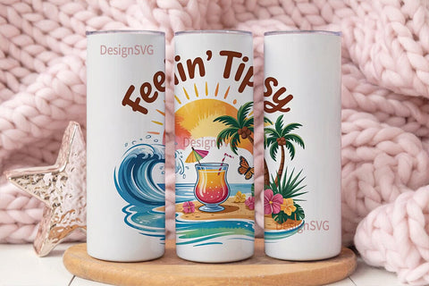 Tropical Beach Vibe 20oz Tumbler Wrap Sublimation DesignSVG 