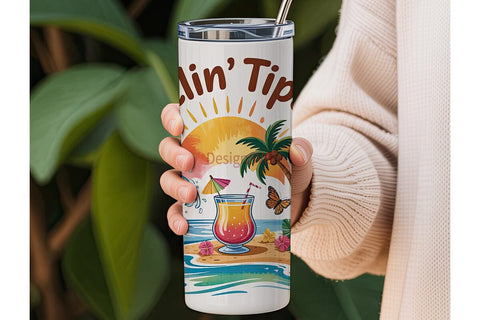 Tropical Beach Vibe 20oz Tumbler Wrap Sublimation DesignSVG 