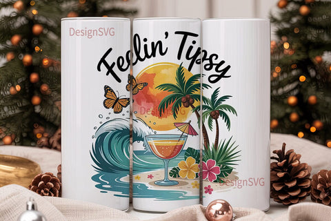 Tropical Beach Vibe 20oz Tumbler Wrap Sublimation DesignSVG 