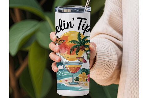 Tropical Beach Vibe 20oz Tumbler Wrap Sublimation DesignSVG 