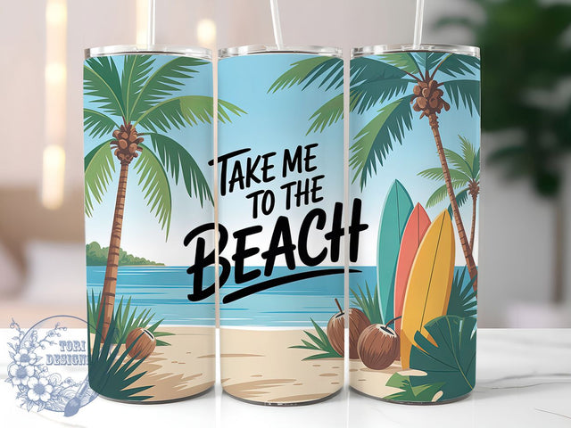 Tropical Beach Vibes 20oz Tumbler, Summer Vacation PNG, Coastal Sublimation, 20oz Skinny Tumbler, Tropical Beach Design, Beach Quote Art, Ocean Vibes Wrap Sublimation ToriDesigns 
