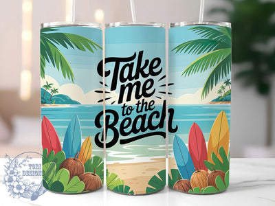 Tropical Beach Vibes 20oz Tumbler, Summer Vacation PNG, Coastal Sublimation, 20oz Skinny Tumbler, Tropical Beach Design, Beach Quote Art, Ocean Vibes Wrap Sublimation ToriDesigns 