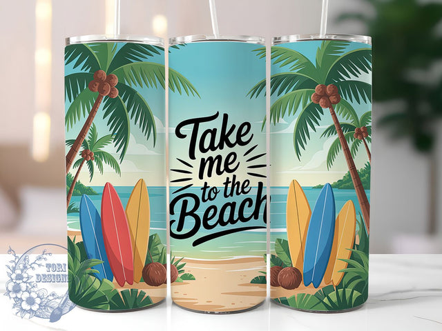 Tropical Beach Vibes 20oz Tumbler, Summer Vacation PNG, Coastal Sublimation, 20oz Skinny Tumbler, Tropical Beach Design, Beach Quote Art, Ocean Vibes Wrap Sublimation ToriDesigns 