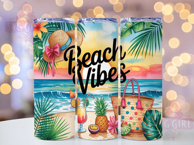 Tropical Beach Vibes 20oz Tumbler, Vibrant Tropical Wrap, Tropical Elements PNG, 20oz Skinny Tumbler, Summer Beach Sublimation, Tropical Paradise Art, Colorful Beach Graphic, Vacation Vibes Design Sublimation SvggirlplusArt 