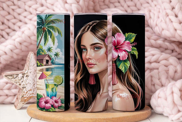 Tropical Beauty 20oz Tumbler Wrap Sublimation DesignSVG 