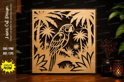 Tropical Bird Frame Laser Cut SVG Design SVG Regulrcrative 