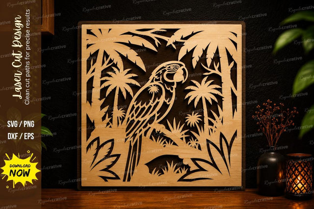 Tropical Bird Frame Laser Cut SVG Design SVG Regulrcrative 