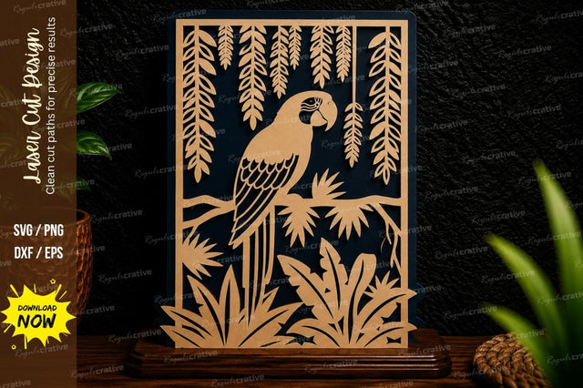 Tropical Bird Garden Frame Laser Cut Svg Design SVG Regulrcrative 