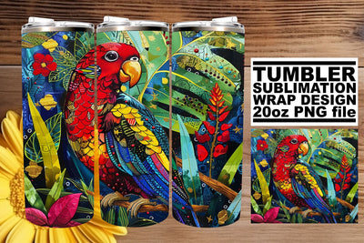 Tropical Bird Paradise Tumbler Wrap - 20oz Sublimation Sublimation afrosvg 