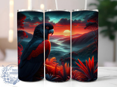 Tropical Black Cockatoo Tumbler, Australian Bird, Exotic Wildlife Art, Tropical Design, Tumbler Wrap, Sublimation Design, 20oz Tumbler, Native Australian Artwork Sublimation ToriDesigns 