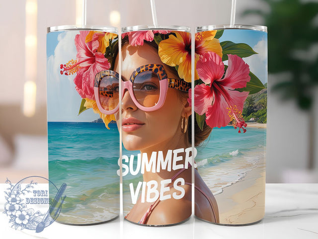 Tropical Bliss Summer Tumbler Wrap, Tropical Sublimation Design, Women Tumbler Wrap, 20oz Skinny Tumbler PNG, Summer Vibes PNG, Tropical Tumbler Design, Sublimation Wrap Sublimation ToriDesigns 
