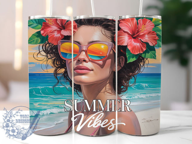 Tropical Bliss Summer Tumbler Wrap, Tropical Sublimation Design, Women Tumbler Wrap, 20oz Skinny Tumbler PNG, Summer Vibes PNG, Tropical Tumbler Design, Sublimation Wrap Sublimation ToriDesigns 