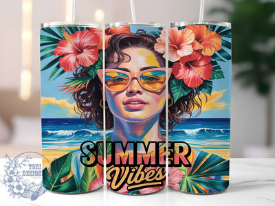 Tropical Bliss Summer Tumbler Wrap, Tropical Sublimation Design, Women Tumbler Wrap, 20oz Skinny Tumbler PNG, Summer Vibes PNG, Tropical Tumbler Design, Sublimation Wrap Sublimation ToriDesigns 