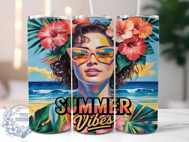 Tropical Bliss Summer Tumbler Wrap, Tropical Sublimation Design, Women Tumbler Wrap, 20oz Skinny Tumbler PNG, Summer Vibes PNG, Tropical Tumbler Design, Sublimation Wrap Sublimation ToriDesigns 