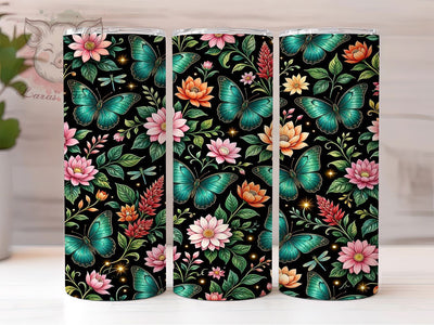 Tropical Butterfly Garden 20oz Tumbler, Butterfly Garden Motif, Tropical Art Design, Summer Theme, Whimsical Accent, Vibrant Charm, Sublimation Wrap, 20oz Tumbler Sublimation Lara' s Designs 