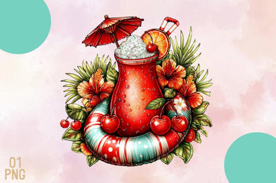 Tropical Cherry Summer Drink PNG SVG SVGArt 