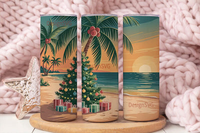 Tropical Christmas Beach 20oz Tumbler Sublimation DesignSVG 