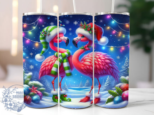 Tropical Christmas Flamingo Tumbler, Festive Flamingo Wrap, Holiday Bird Sublimation, Tropical Christmas Cup, 20Oz Skinny Tumbler Wrap, Flamingo Holiday Mug, Fun Christmas Design Sublimation ToriDesigns 