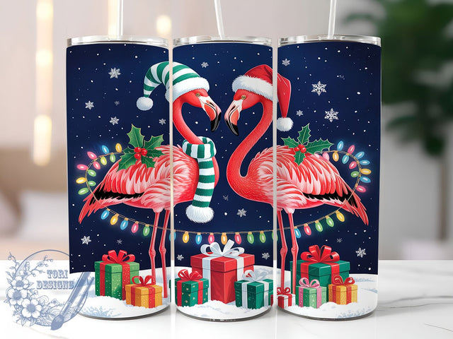 Tropical Christmas Flamingo Tumbler, Festive Flamingo Wrap, Holiday Bird Sublimation, Tropical Christmas Cup, 20Oz Skinny Tumbler Wrap, Flamingo Holiday Mug, Fun Christmas Design Sublimation ToriDesigns 