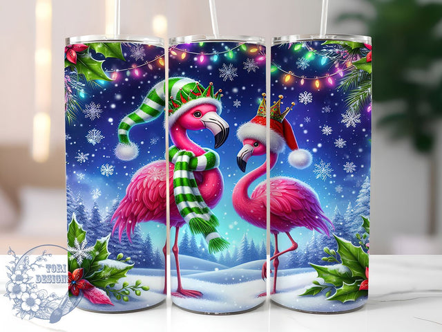 Tropical Christmas Flamingo Tumbler, Festive Flamingo Wrap, Holiday Bird Sublimation, Tropical Christmas Cup, 20Oz Skinny Tumbler Wrap, Flamingo Holiday Mug, Fun Christmas Design Sublimation ToriDesigns 