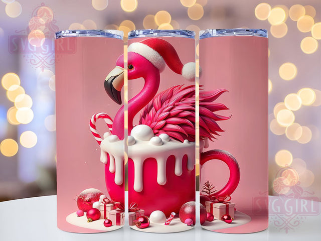 Tropical Christmas Flamingo Tumbler, Hot Chocolate Design, Festive Holiday Art, Tropical Christmas Graphic, Cozy Winter Drink Pattern, 20oz Tumbler, Sublimation Design Sublimation SvggirlplusArt 