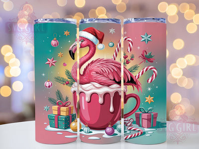 Tropical Christmas Flamingo Tumbler, Hot Chocolate Design, Festive Holiday Art, Tropical Christmas Graphic, Cozy Winter Drink Pattern, 20oz Tumbler, Sublimation Design Sublimation SvggirlplusArt 