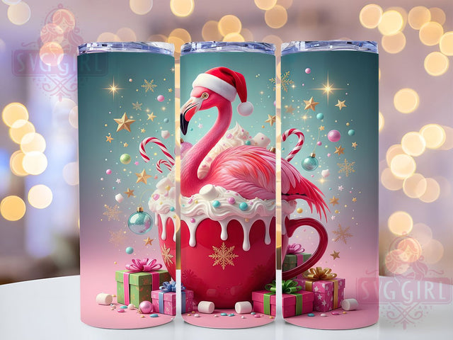 Tropical Christmas Flamingo Tumbler, Hot Chocolate Design, Festive Holiday Art, Tropical Christmas Graphic, Cozy Winter Drink Pattern, 20oz Tumbler, Sublimation Design Sublimation SvggirlplusArt 