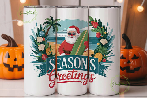 Tropical Christmas Tumbler Wrap Sublimation PixelChick 